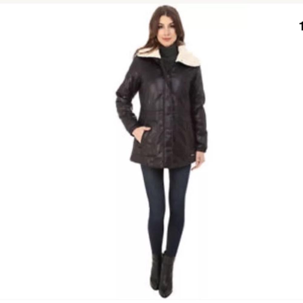 Kenneth Cole Faux Fur Sherpa-Lined Parka - Picture 4 of 4